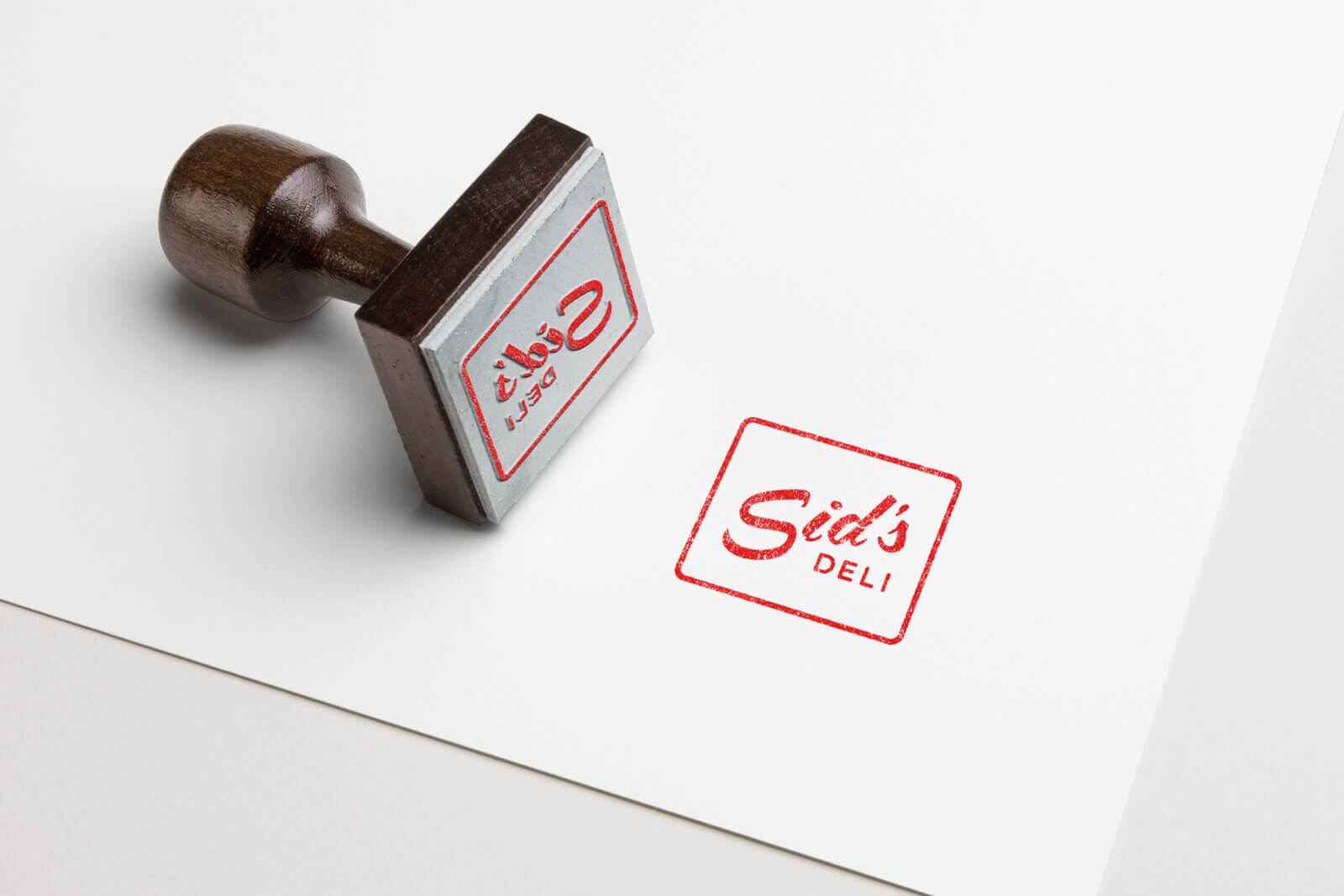 A rubber stamp on a table