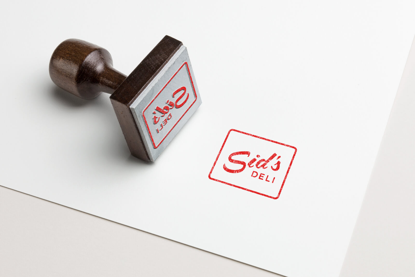 A rubber stamp on a table