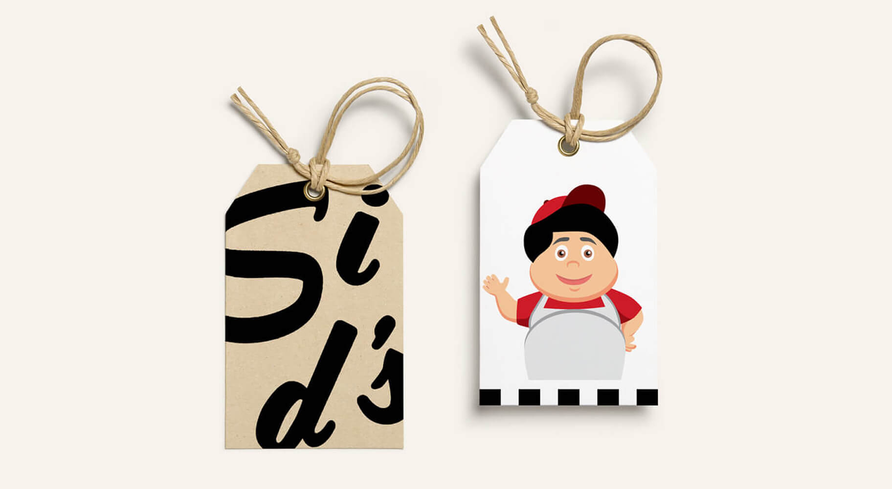 Tags with Sid's deli logo