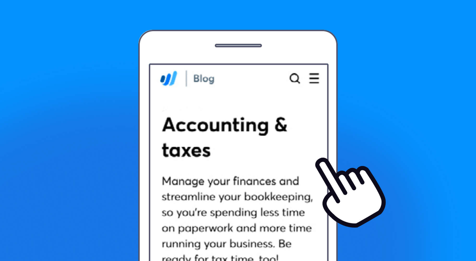 Mobile device with a blog category page preview