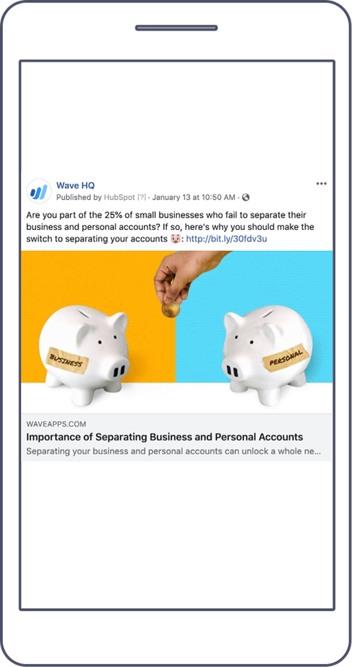 Mobile preview of a social media post