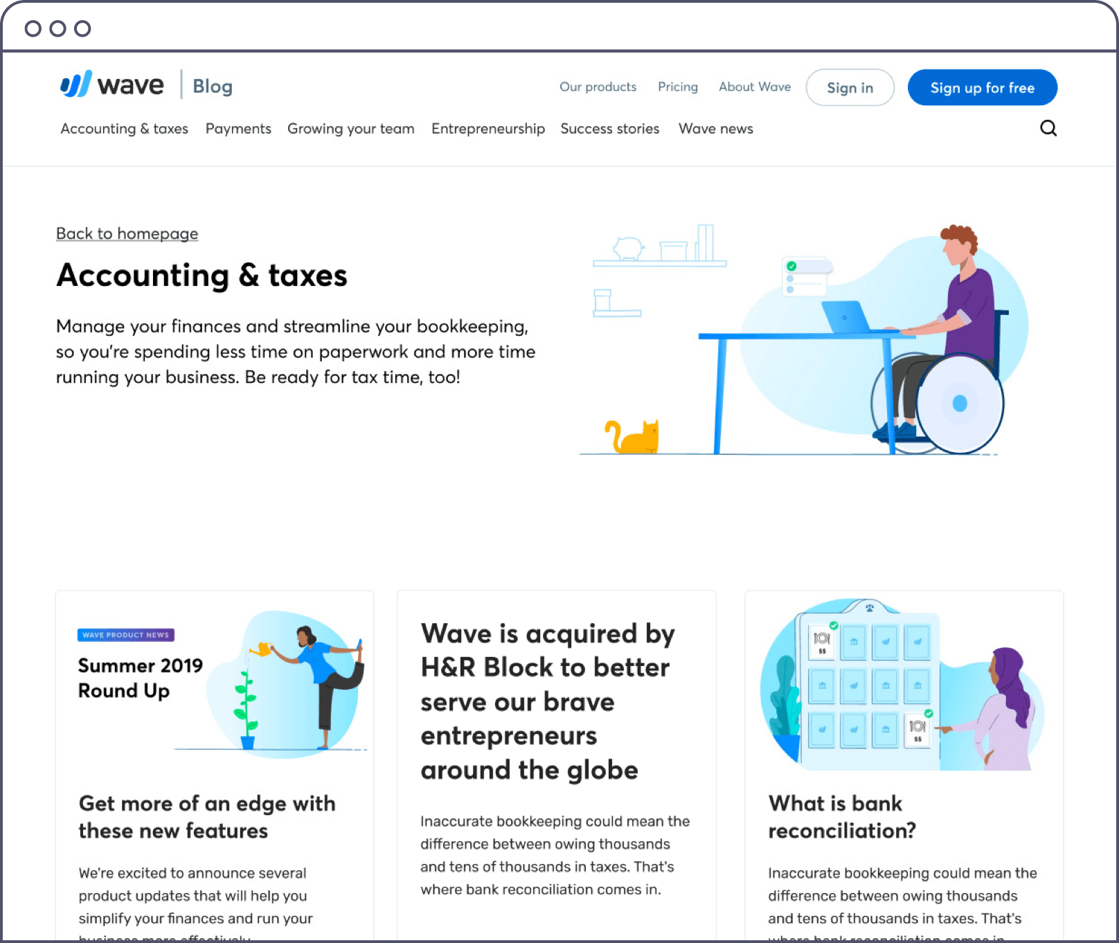 Preview of a category landing page on the blog