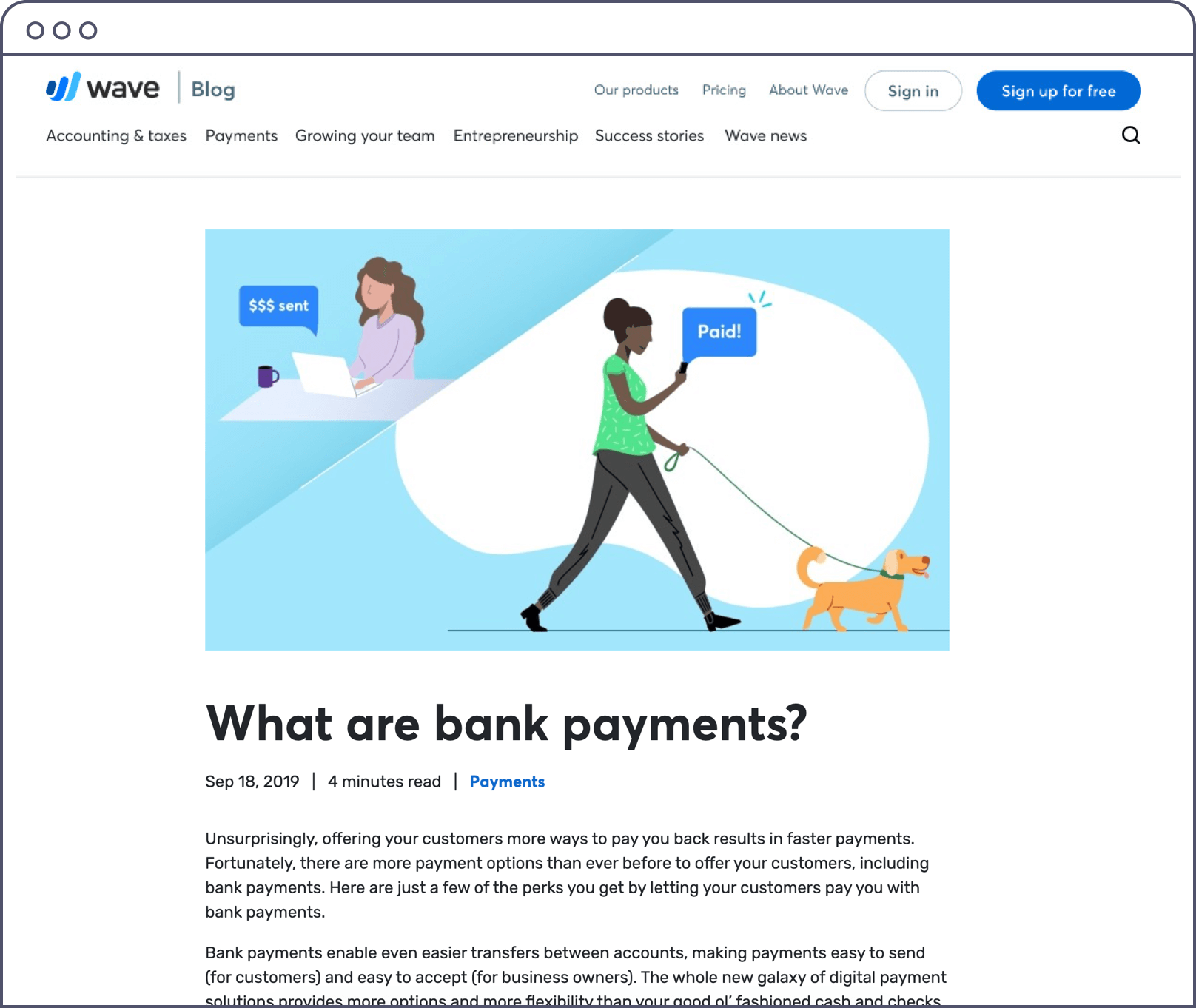 Preview of an article page