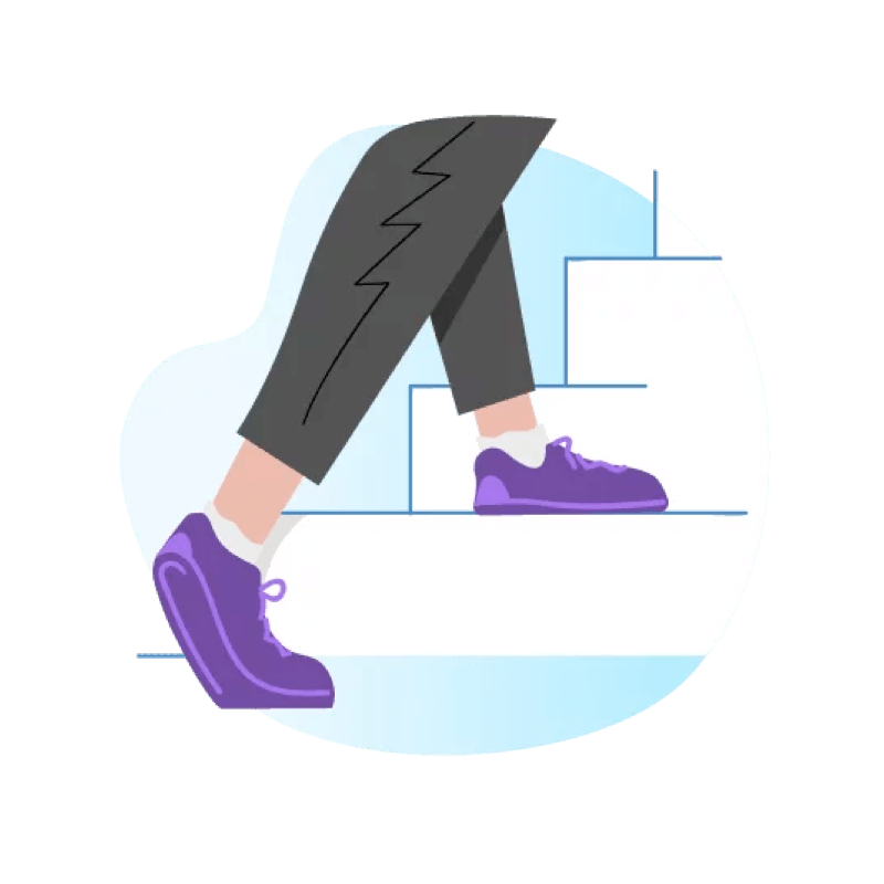 An illustration of legs walking up the stairs