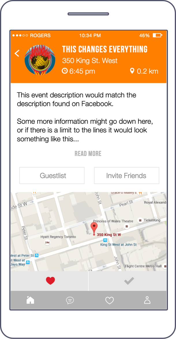Mobile device with the event info screen